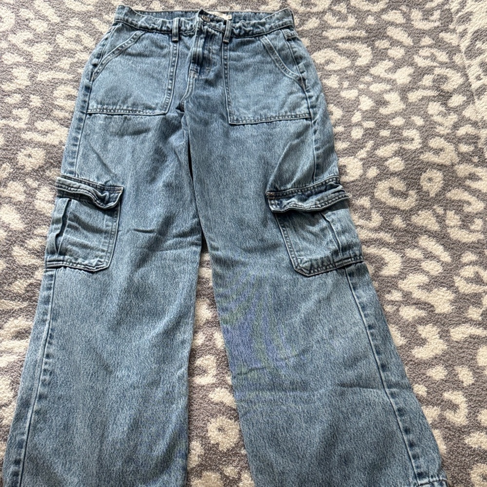 Women's Denim Wide Leg Cargo Jeans